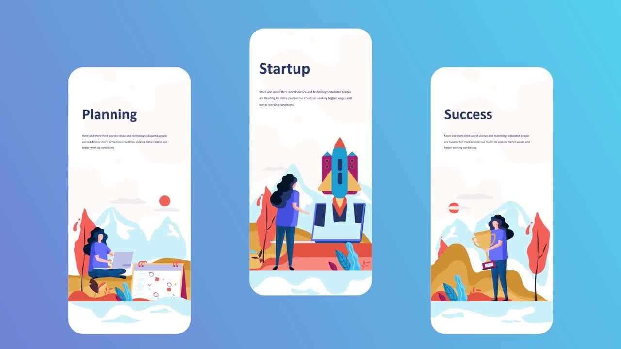 创意设计的动画平面插图业务介绍素材库精选AE模板