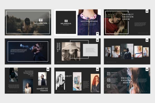 时尚服装品牌行业PPT幻灯片模板 Milaniova : Fashion Powerpoint Presentation