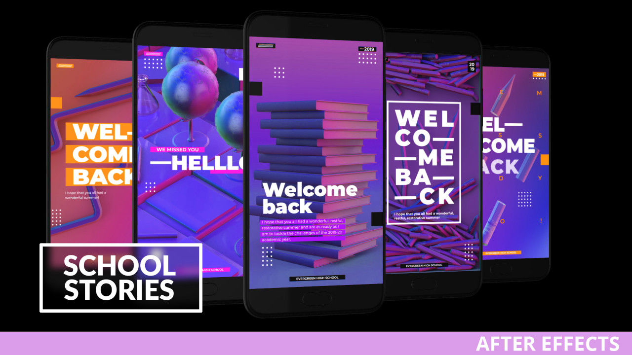 学校Instagram故事动画素材库精选AE模板