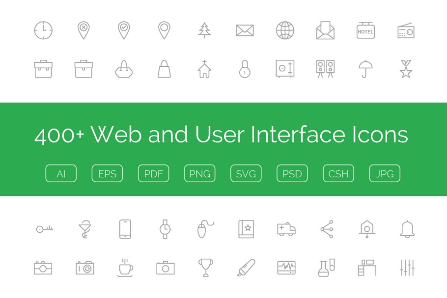 400多个网站用户交互界面图标 400+ Web and User Interface Icons插图