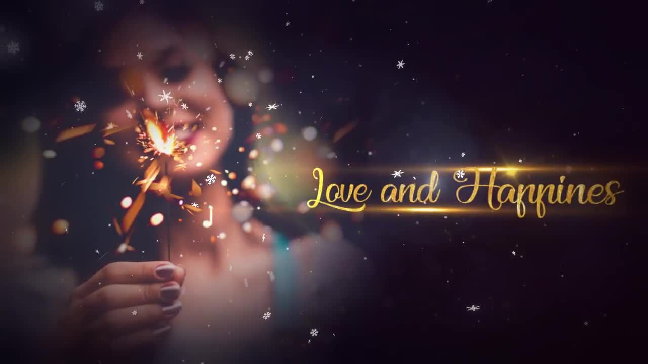 飘落的雪花和发光粒子过渡效果的圣诞节商业活动素材库推荐PR模板