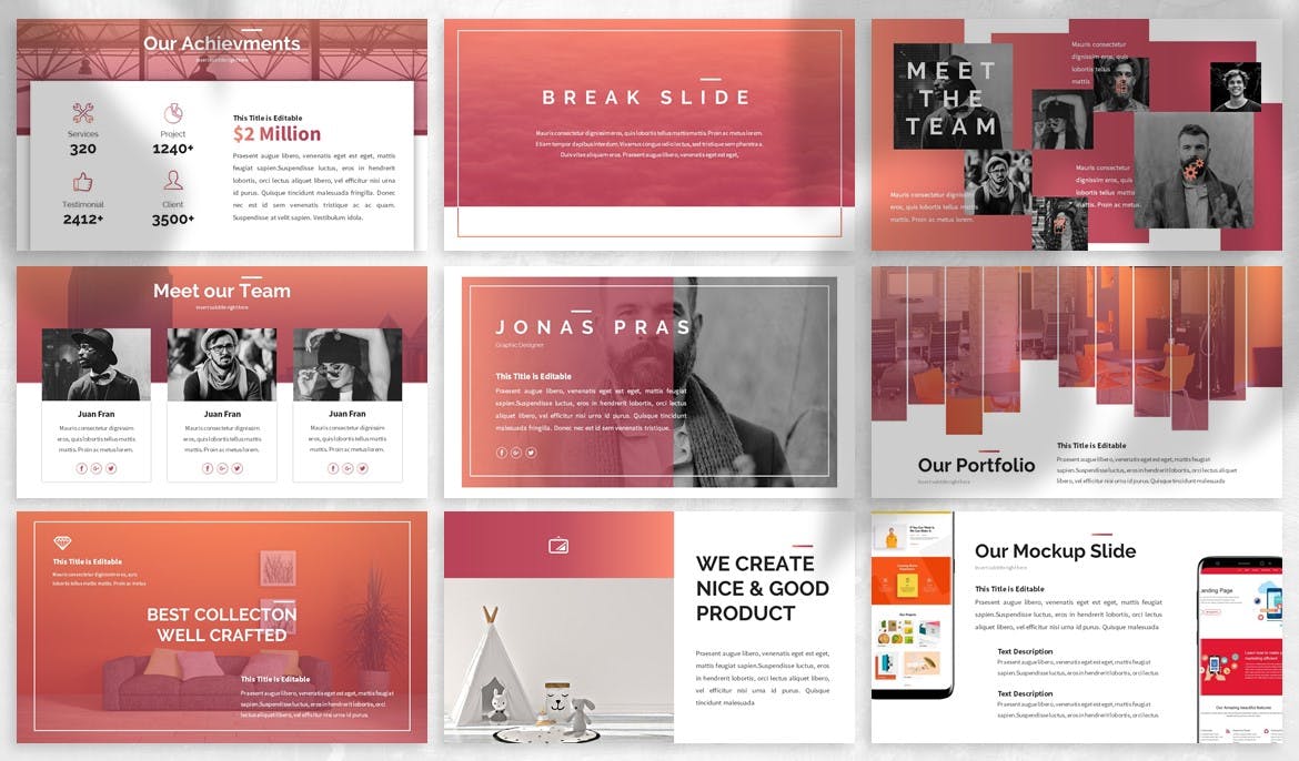 抽象几何渐变色企业融资计划PPT幻灯片模板 Fendrum – Gradient Powerpoint Template插图(2)