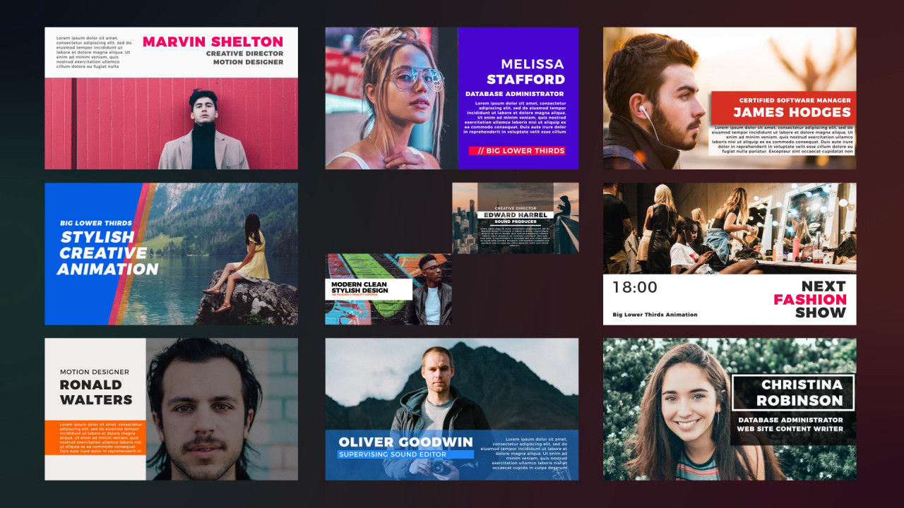 10个时尚动画大三分之一集合素材库推荐PR模板