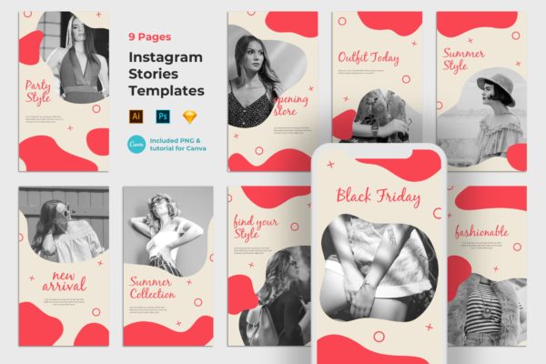 液体设计风格Instagram品牌故事模板素材库精选素材 Instagram Story Templates – Liquid Design