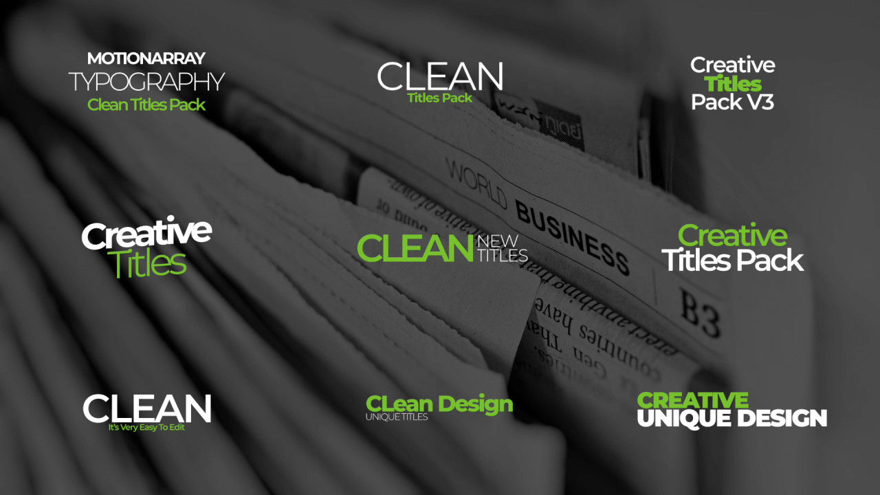 9个全屏动画清洁标题包素材库精选AE模板