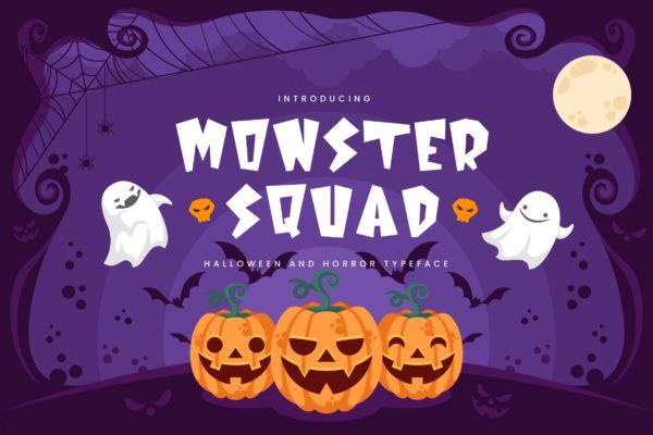 儿童节/万圣节节日主题设计适用的装饰设计无衬线字体 Monster Squad – Fun Halloween Typeface