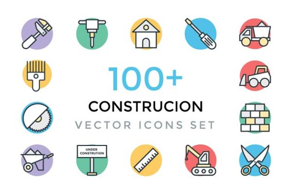 100+建筑基建主题矢量图标 100+ Construction Vector Icons