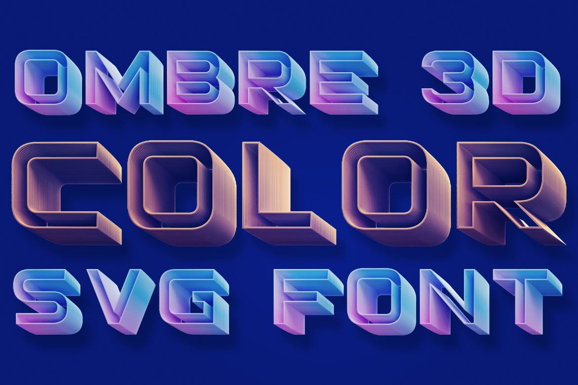 Ombre渐变色彩英文字体下载插图(1)