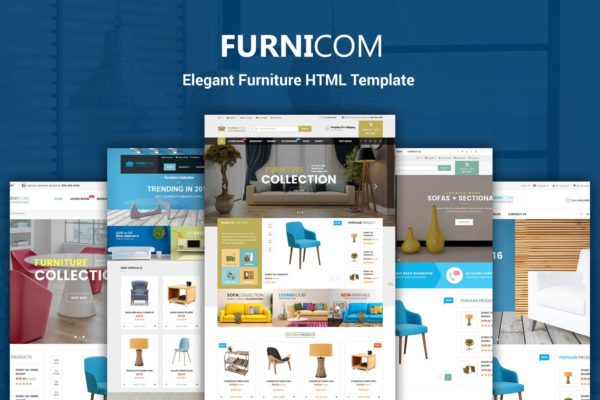 家具家装网上商城HTML模板素材库精选 Furnicom – Furniture &amp; Interior HTML Template