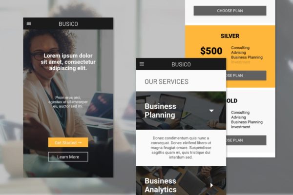 商务顾问H5网页设计模板素材库精选 Busico Business Consultant Homepage (Mobile Web)