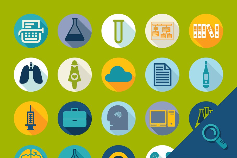 9套225个扁平风格医疗图标  9 MEDICAL sets of icons插图(3)