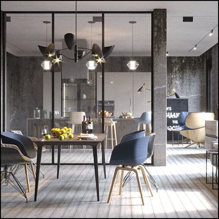 公寓开放式厨房室内场景素材之家精选3D模型