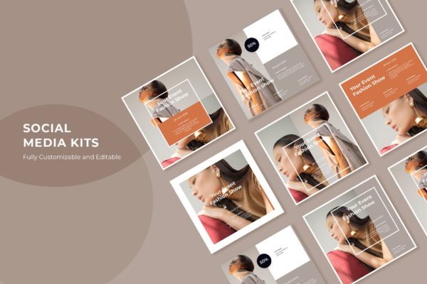 时装秀主题活动社交宣传设计模板素材库精选v73 SRTP – Social Media Kit.73