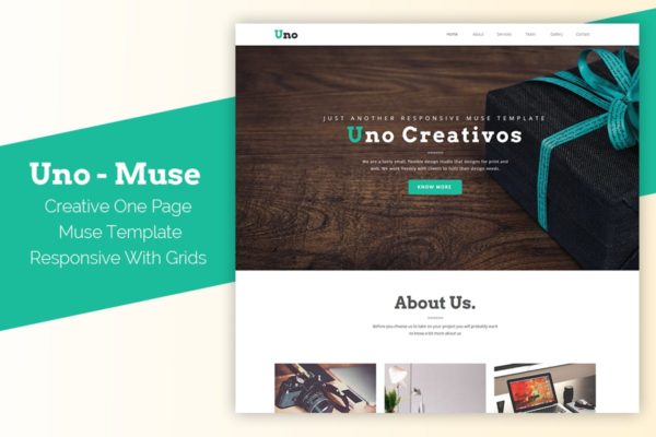 响应式品牌网站单页Muse模板素材库精选 Uno – Responsive One Page Muse Template