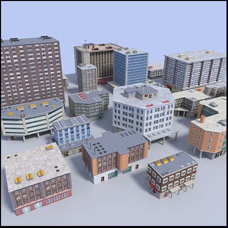 20款低多边形城市建筑素材之家精选3D模型