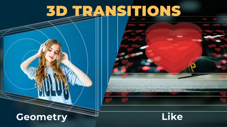 3D几何体动态照片展示素材库精选AE模板