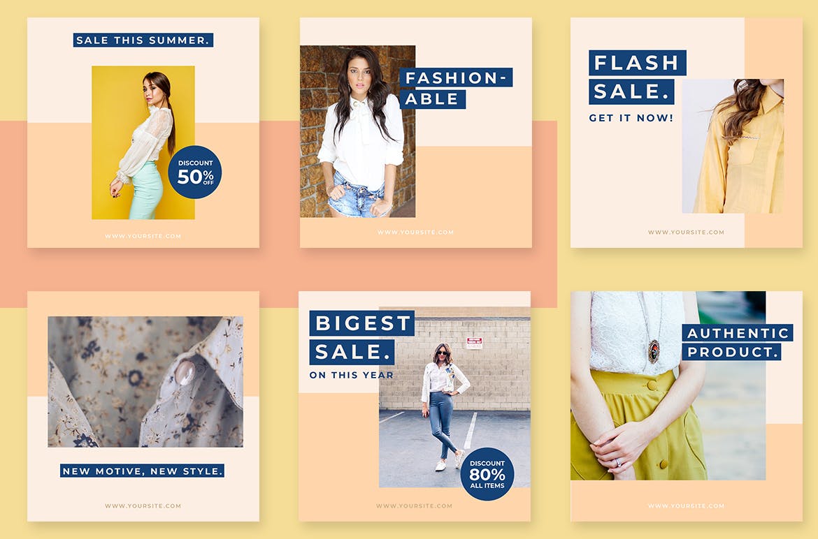 女性时尚服装品牌社交媒体新媒体推广设计素材包 Social Media Kit Woman Fashion插图(3)