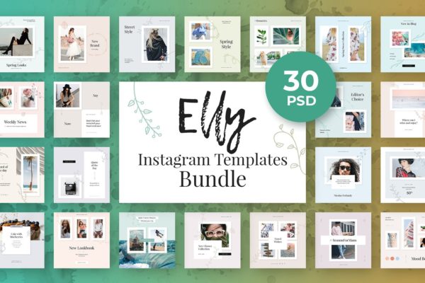 创意社交媒体贴图模板素材库精选合集 Elly Instagram Template Bundle