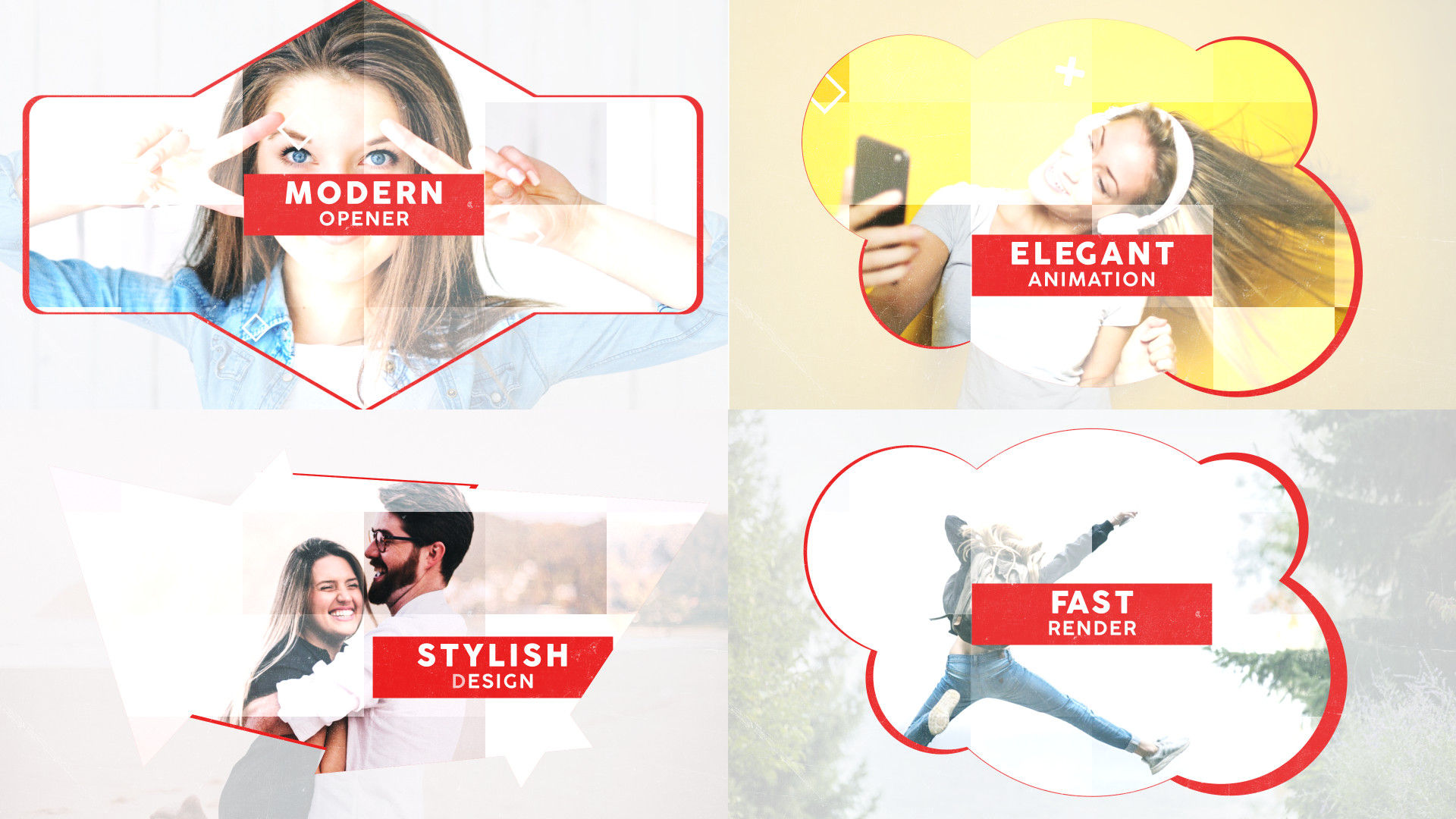 新潮照片和简单美好的开场过渡效果素材库精选AE模板