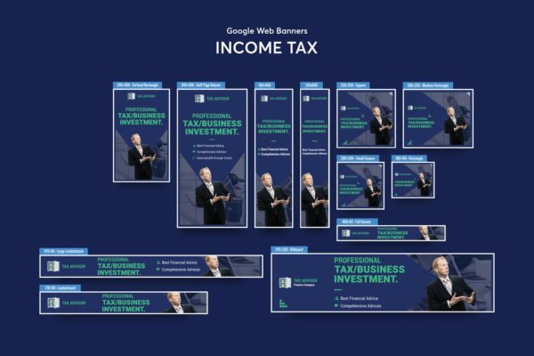 代理记账公司百度谷歌横幅素材库精选广告模板 Income Tax Banners Ad