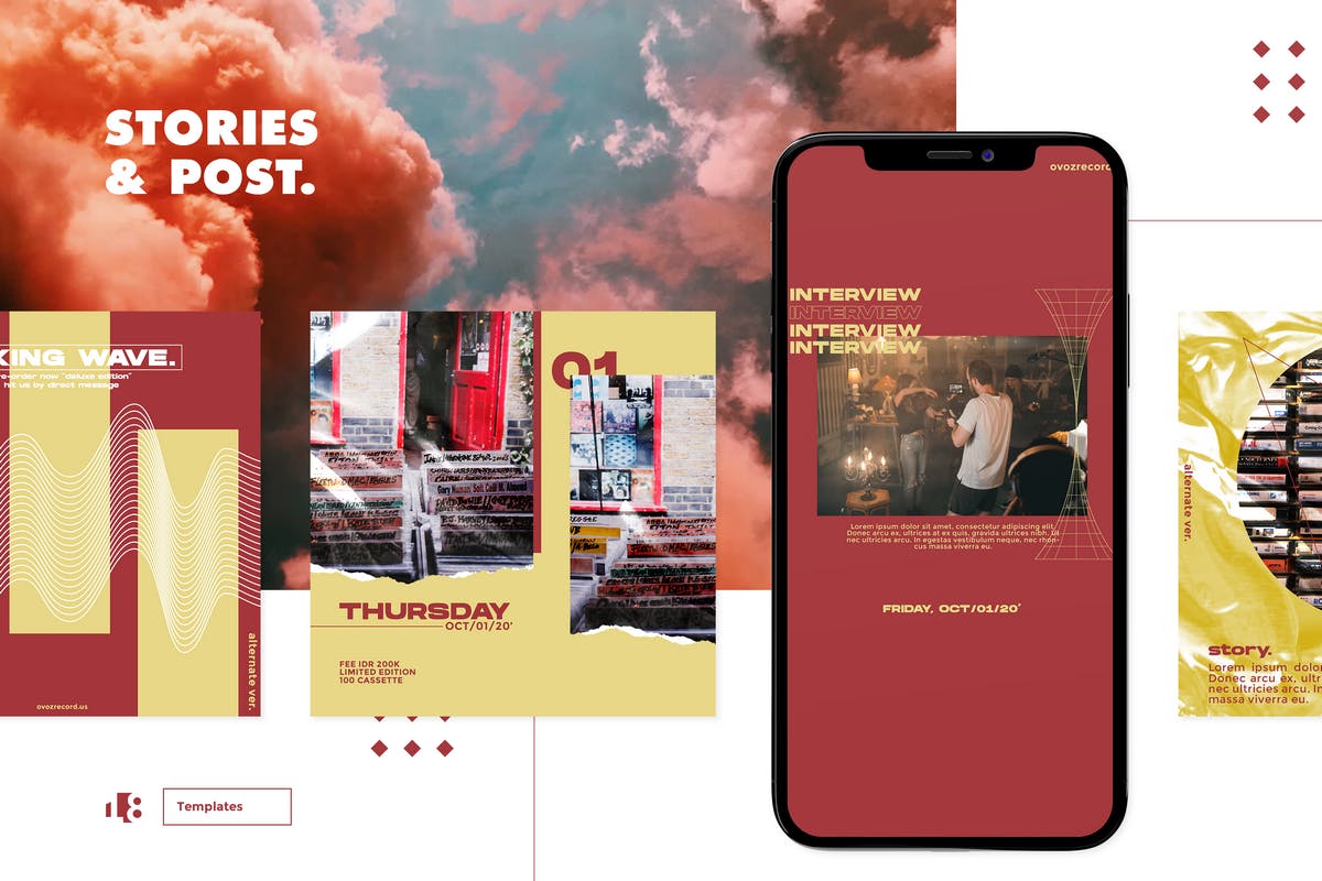 Instagram社交平台塑料纹理背景贴图设计模板素材库精选v1 Instagram Template Vol.1插图(5)