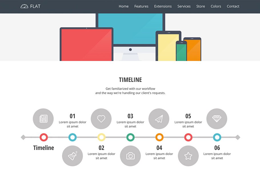 网站服务/云服务网站响应式模板素材库精选  Hot Flat插图(4)