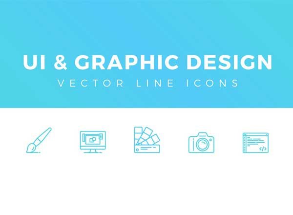 设计相关简洁线框图标 UI &amp; Graphic Design Line Icons