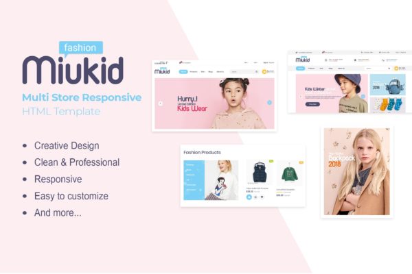 响应式儿童服饰网上商城HTML模板素材库精选 MiuKid | Multi Store Responsive HTML Template