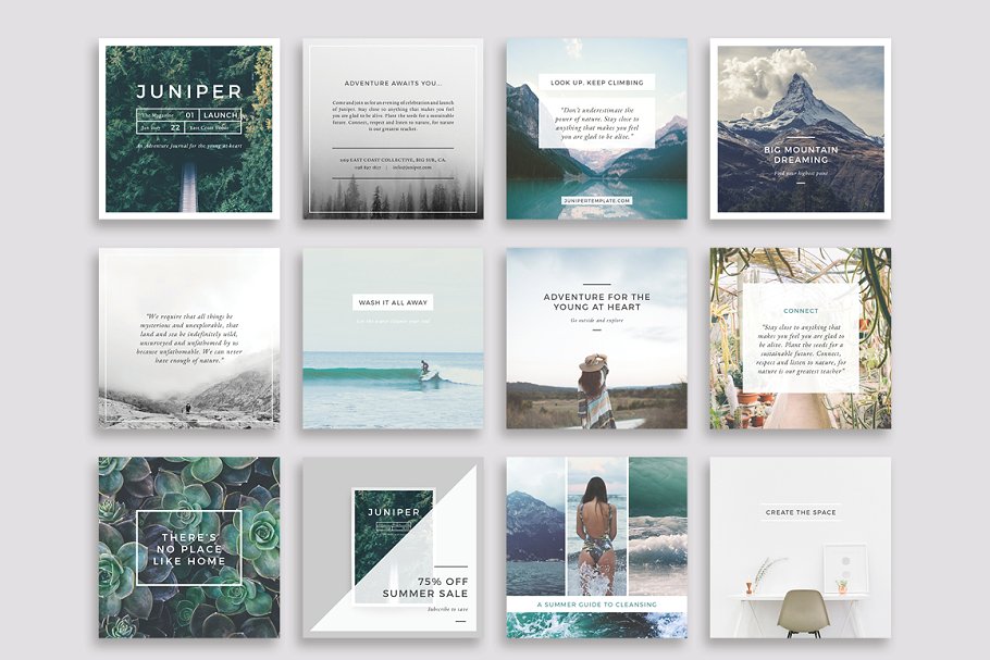 社交媒体风景类贴图模板素材库精选 J U N I P E R Social Media BUNDLE插图(6)