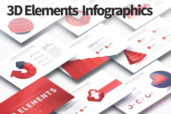 3D元素信息图表市场数据统计PPT幻灯片模板 3D Elements – PowerPoint Infographics Slides