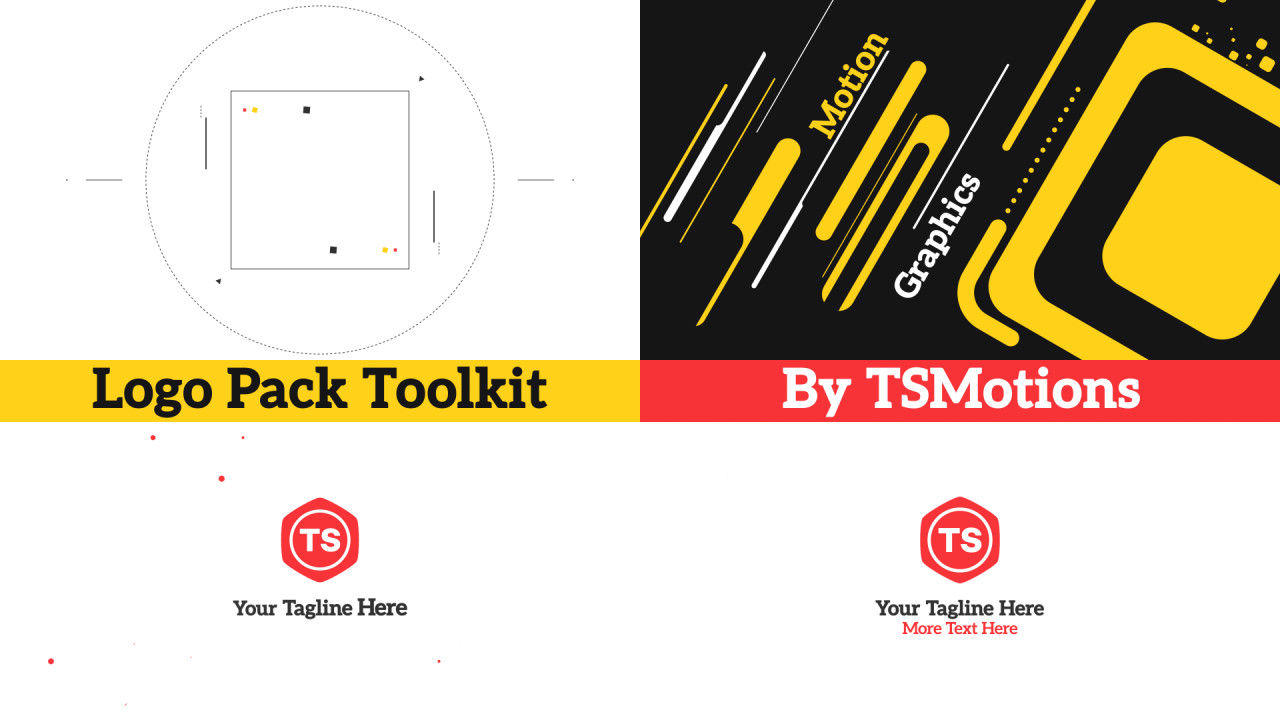 4个动态形状图层徽标显示动画素材库精选AE模板