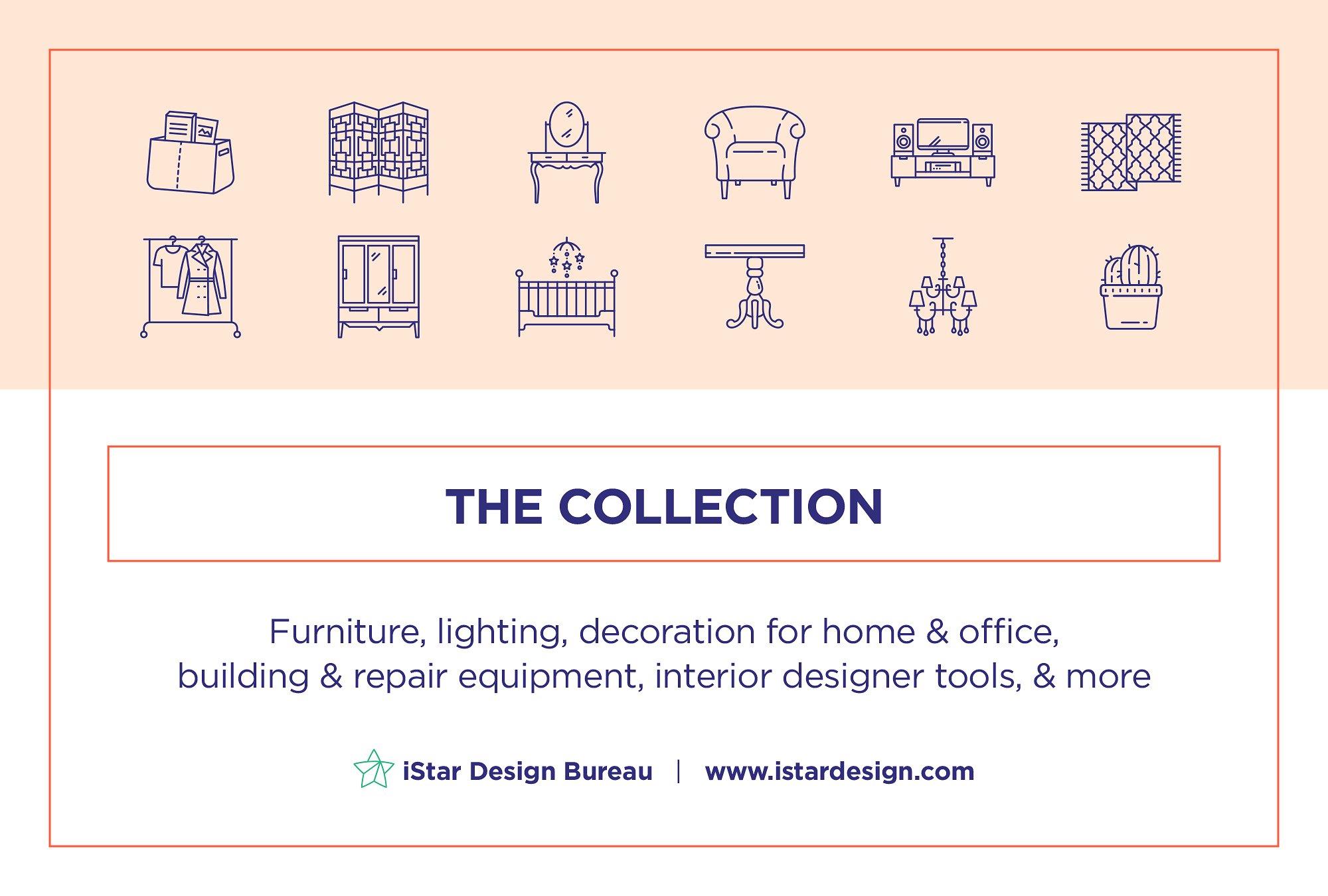 100个独特的室内设计类线形图标合辑下载[ai,eps,pdf,svg]插图(1)