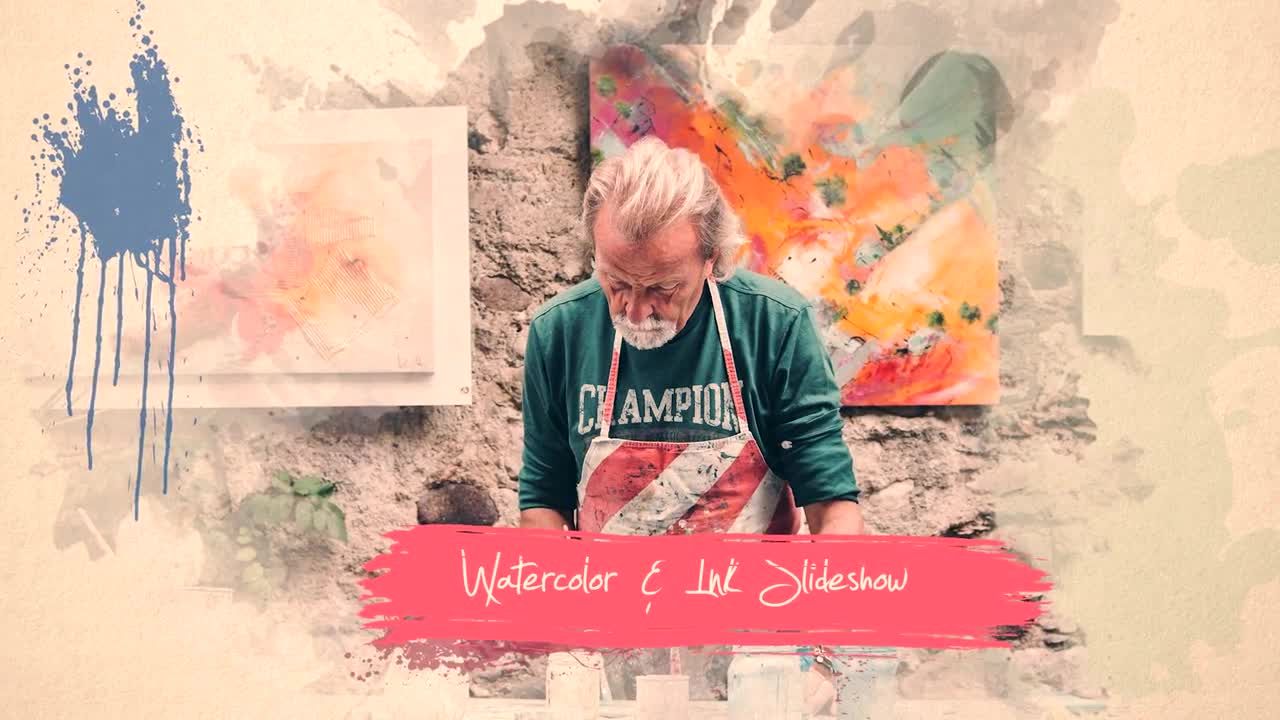 水彩墨水效果的广告预告片Pr模板