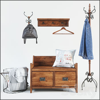 边柜衣架和收纳筐素材之家精选3D模型