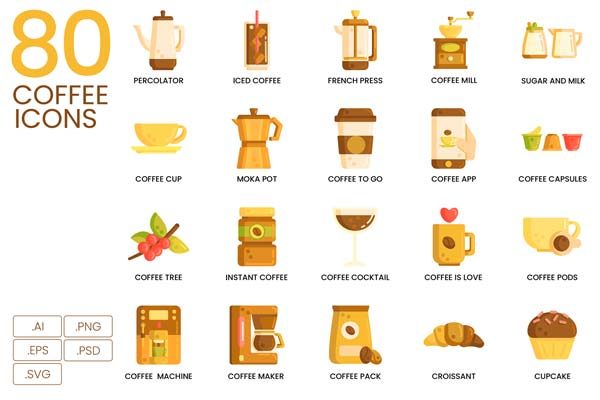 美食咖啡图标套装下载[Ai]