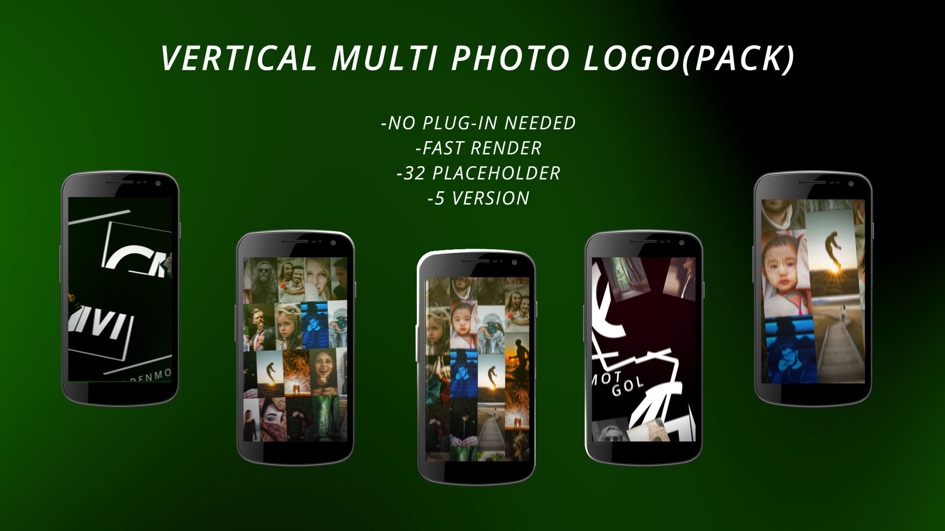 多图竖屏时尚演绎展示动画素材库精选AE模板