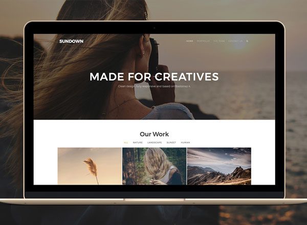 响应式网站模板素材库精选 Sundown – Bootstrap Portfolio Template