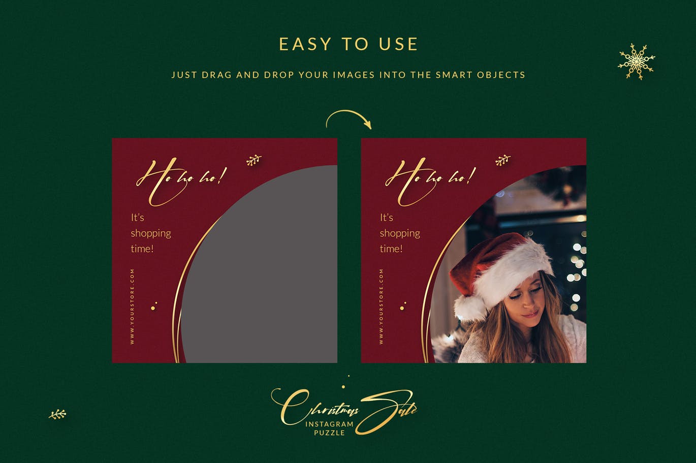 圣诞节主题拼图设计风Instagram社交设计素材 Christmas Puzzle – Instagram Posts插图(5)