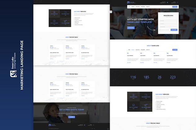 现代创意电子营销着陆页HTML5模板素材库精选 Swan Lake – Lead Generation Marketing Landing Page插图(2)