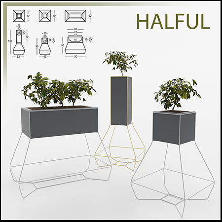 金属框塑料花瓶花卉素材之家精选3D模型