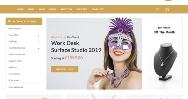 珠宝网上商城网站设计Bootstrap框架模板素材库精选下载 Hiraola – Jewellery eCommerce Bootstrap 4 Template
