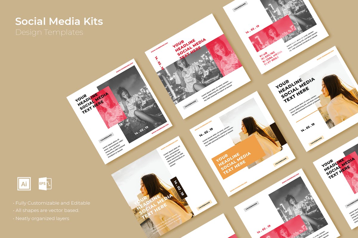 社交媒体新媒体品牌故事PSD模板素材库精选 SRTP – Social Media Kit.40插图