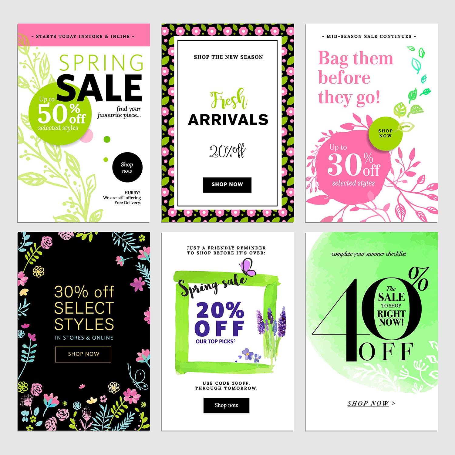 春季促销主题网站广告Banner图素材v6 Spring sale banners插图(1)