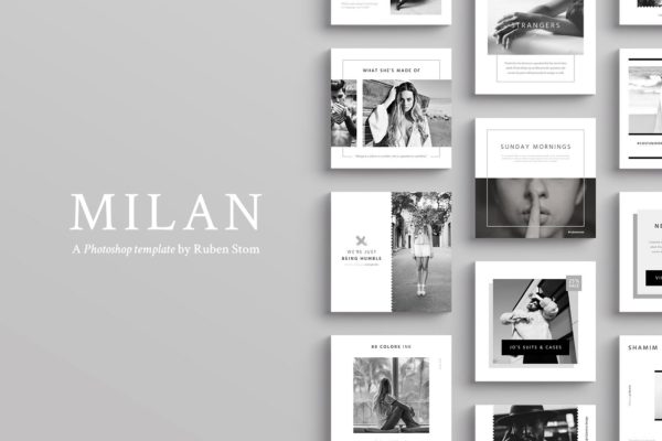 米兰风现代潮流社交媒体贴图模板素材库精选 Milan Social Media Templates