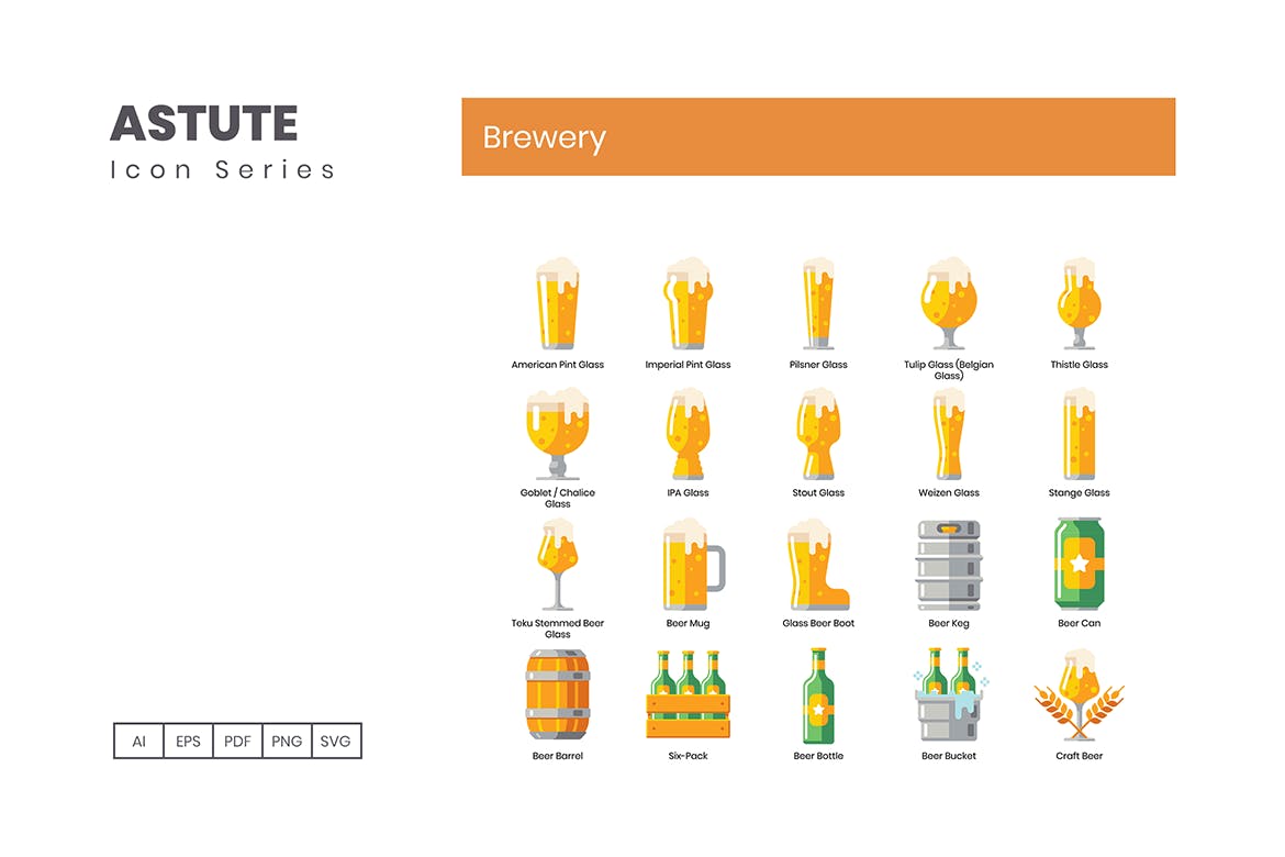 Astute系列-70枚啤酒主题矢量素材库精选图标 Brewery Icons – Astute Series插图(1)
