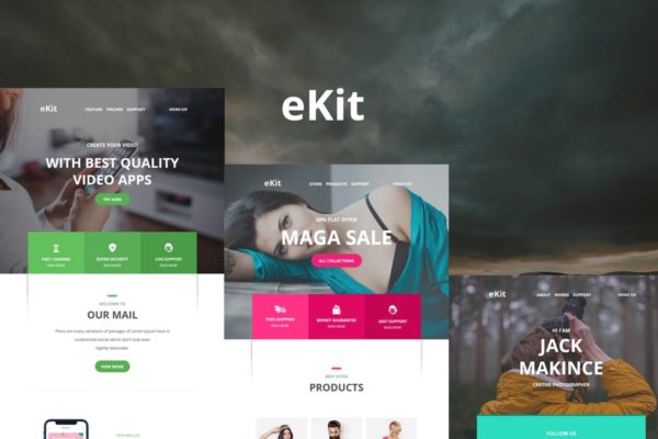 80+EDM邮件模板素材库精选套装 eKit Mail 80+ Modules Email Templates