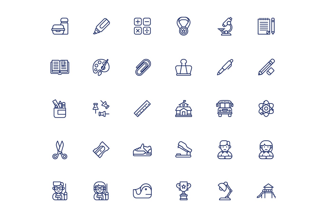 校园日教育主题线性图标矢量图标素材 School Day (Line)插图(1)