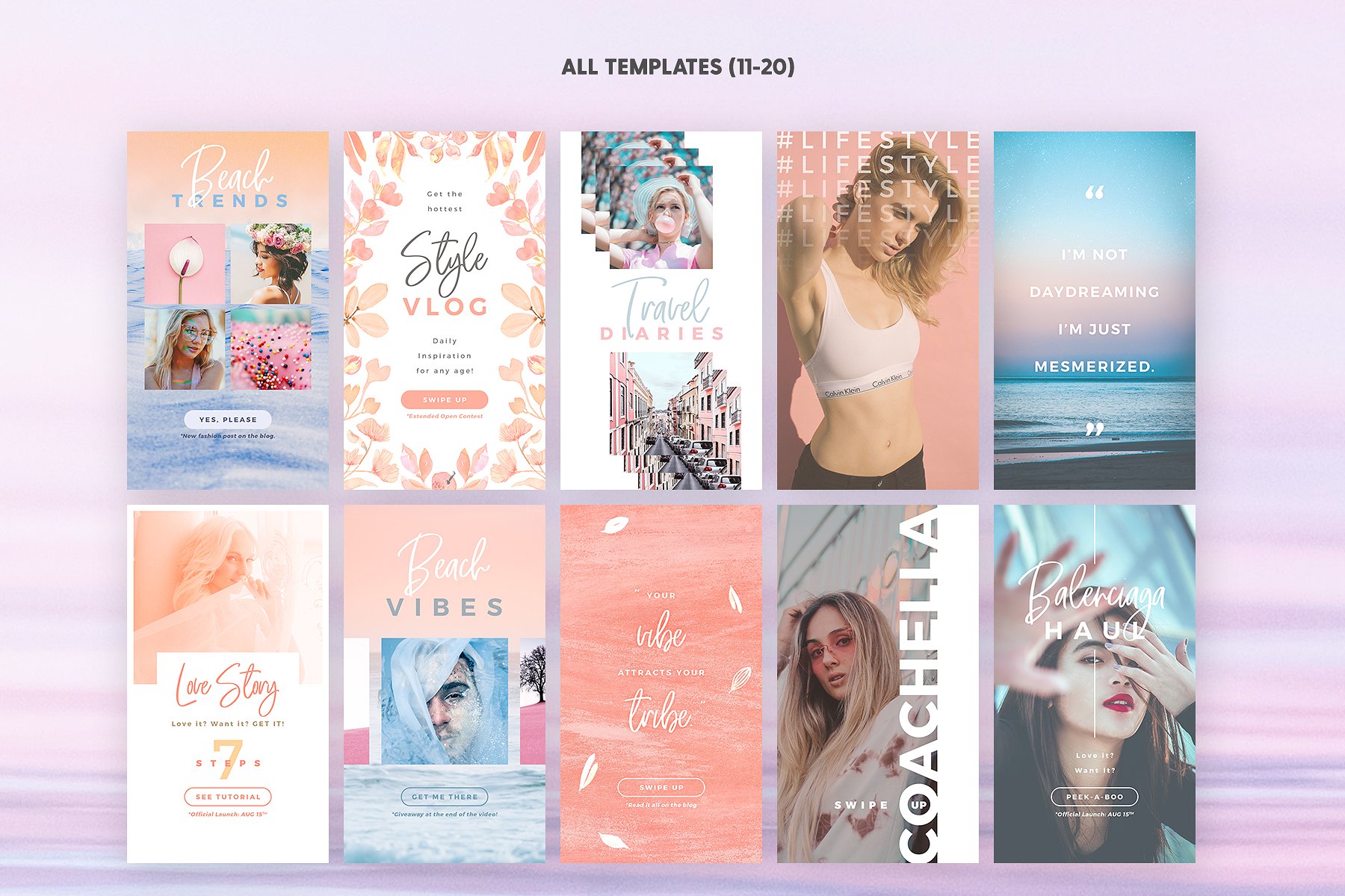 30个时尚粉彩色调的Instagram故事模板素材库精选下载[psd]插图(4)