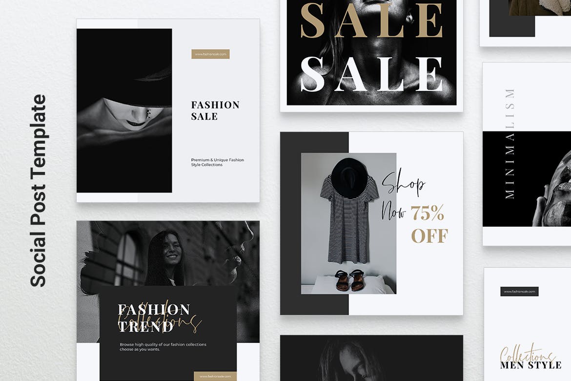 时尚品牌Instagram&Facebook社交推广设计素材 MEDINE Fashion Instagram & Facebook Post插图(2)