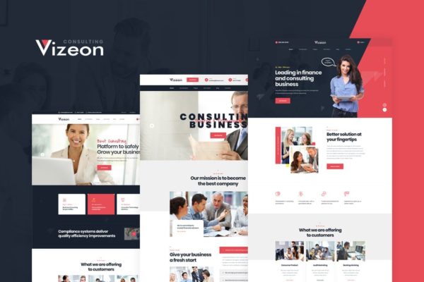 商务咨询服务公司企业网站设计HTML模板素材库精选 Vizeon – Business Consulting HTML Template